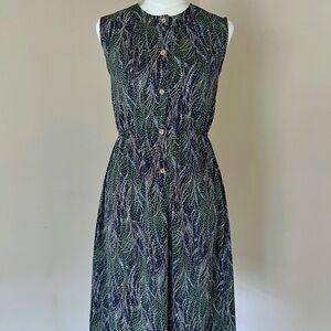 Sleeveless, Midi Dress with Elastic Waist